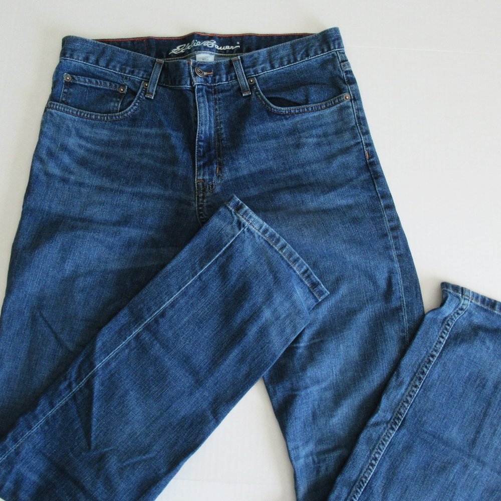 Eddie Bauer Men's Slim Fit 5 Pocket Blue Denim Jeans 33x34 Like New
